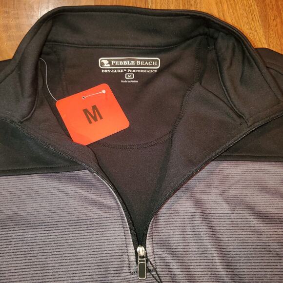 Pebble Beach Dry-Luxe Black Gray Quarter Zip Pullover Size M NWT - Picture 3 of 5
